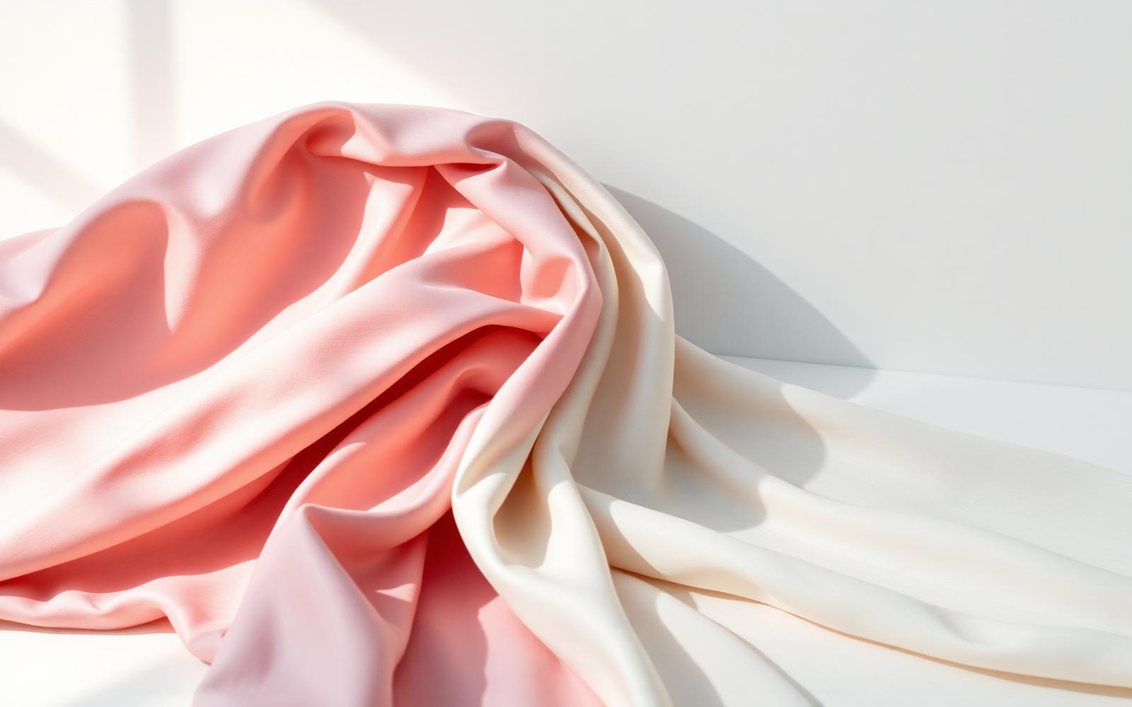 Draped blush and cream silk in soft natural light